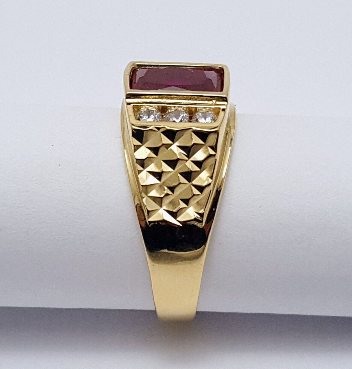 14K Solid Yellow Gold Designer Tourmaline & Cubic Zirconia Ring