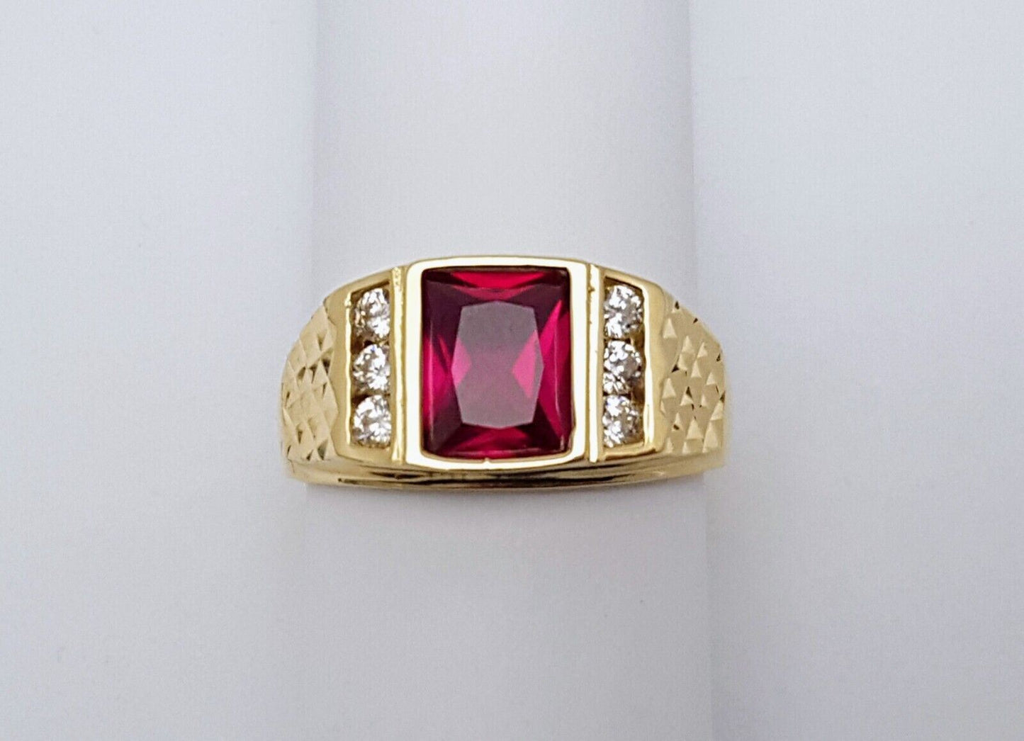 14K Solid Yellow Gold Designer Tourmaline & Cubic Zirconia Ring