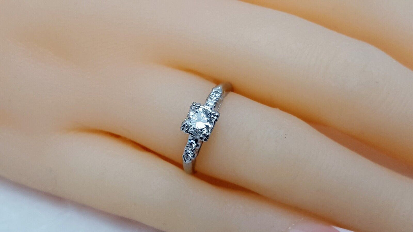 Solid Platinum Ladies Art Deco Designer Diamond Engagement Ring