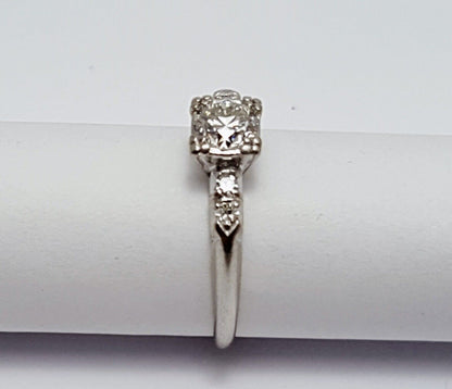 Solid Platinum Ladies Art Deco Designer Diamond Engagement Ring