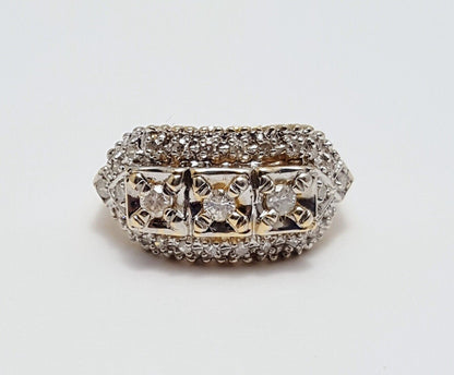 14K Two Tone Multi Tone Gold Round Cut Diamond Ring