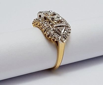 14K Two Tone Multi Tone Gold Round Cut Diamond Ring