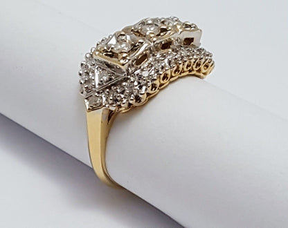 14K Two Tone Multi Tone Gold Round Cut Diamond Ring