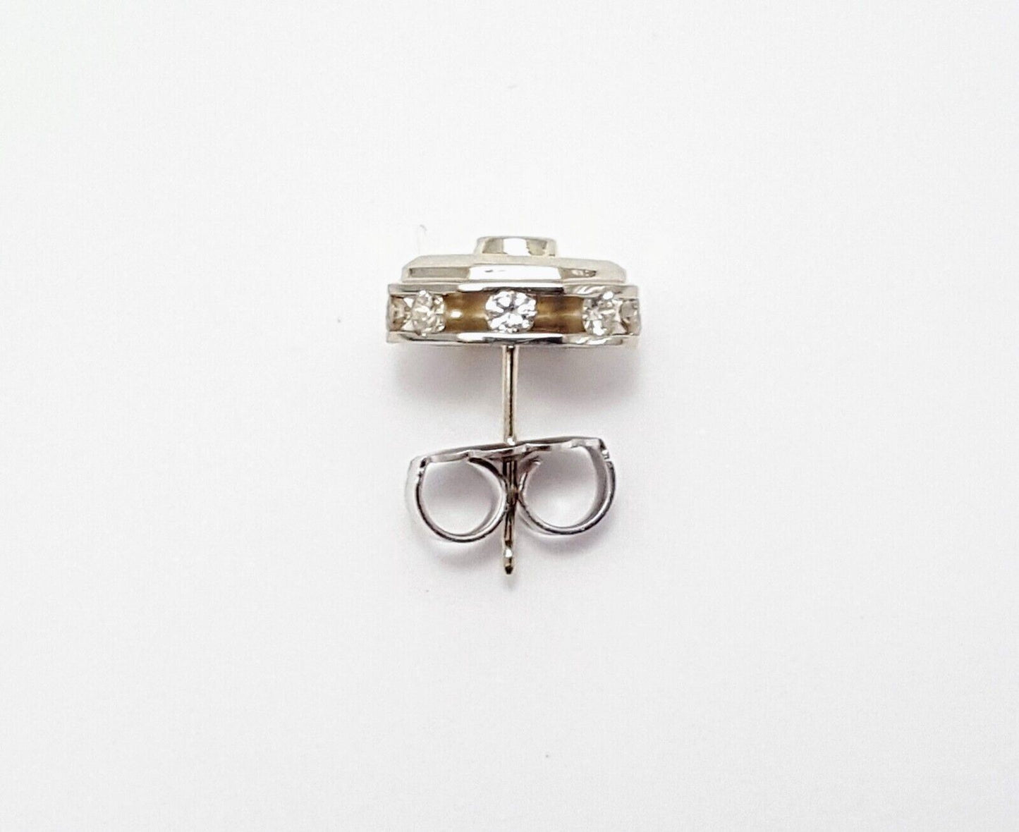 18K White Gold Single Octagon Shaped Diamond Stud Earring