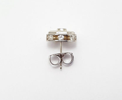 18K White Gold Single Octagon Shaped Diamond Stud Earring