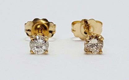 14K Yellow Gold Designer Diamond Stud Earrings