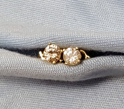 14K Yellow Gold Designer Diamond Stud Earrings