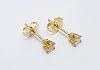 14K Yellow Gold Designer Diamond Stud Earrings