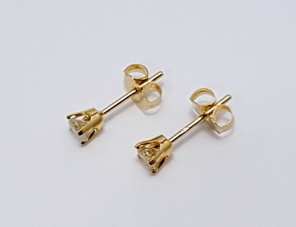 14K Yellow Gold Designer Diamond Stud Earrings