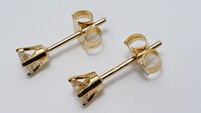 14K Yellow Gold Designer Diamond Stud Earrings