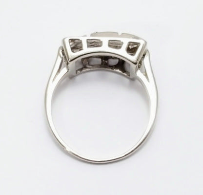 14K  Solid White Gold Designer Square Shaped Diamond Ring