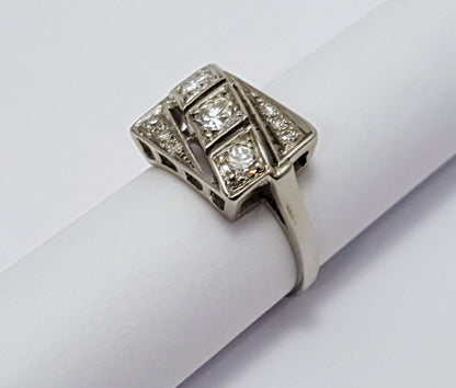 14K  Solid White Gold Designer Square Shaped Diamond Ring