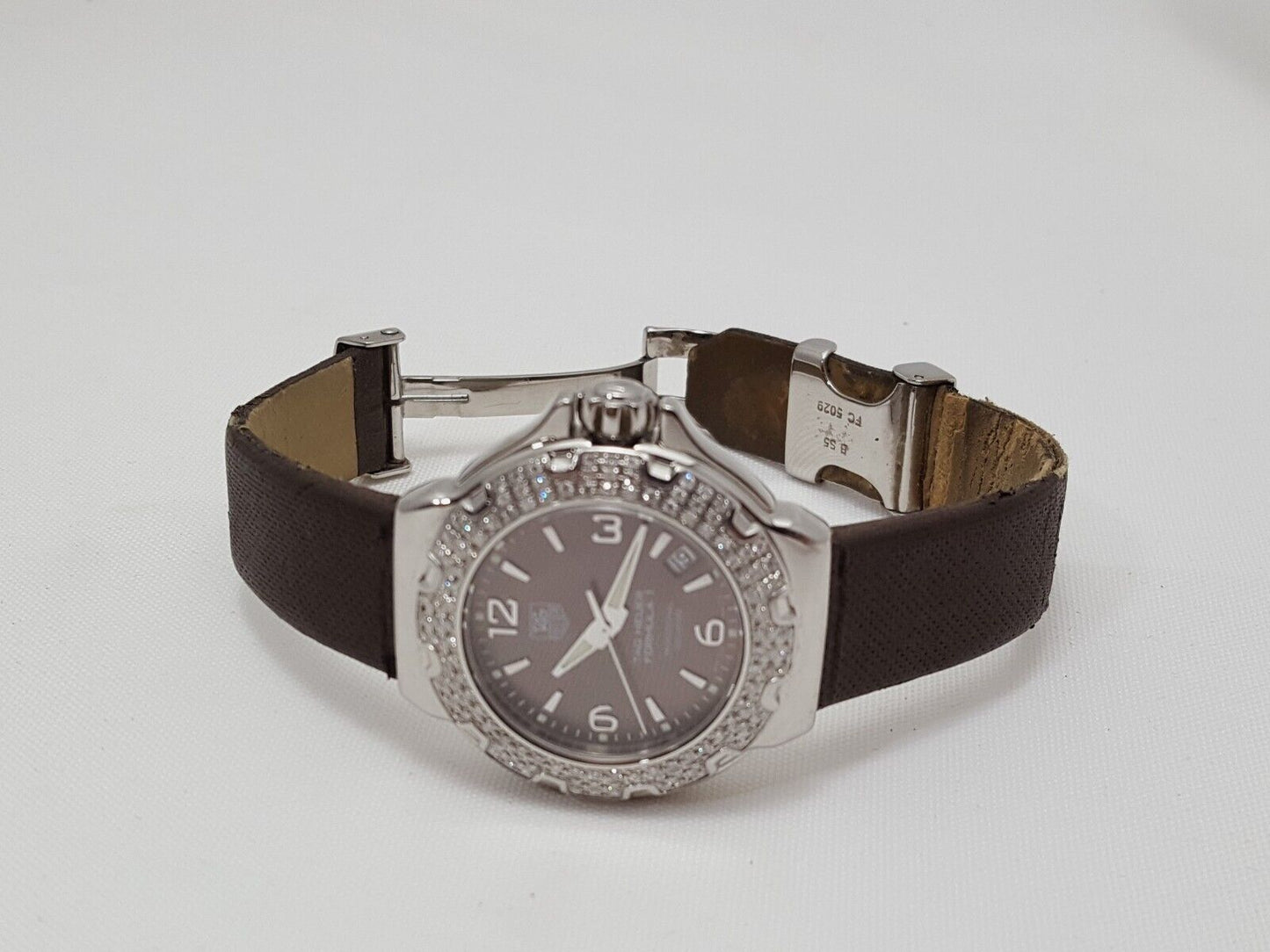 Tag Heuer Ladies Formula 1 WAC1217.FC6221 Diamond Pearl Lady Brown Satin Watch