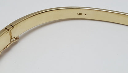 Beautiful 14K Karat Solid Yellow Gold Designer Ruby & Diamond Bangle Bracelet