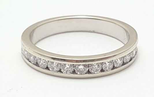 14K Solid White Gold Designer Diamond Wedding Band Ring