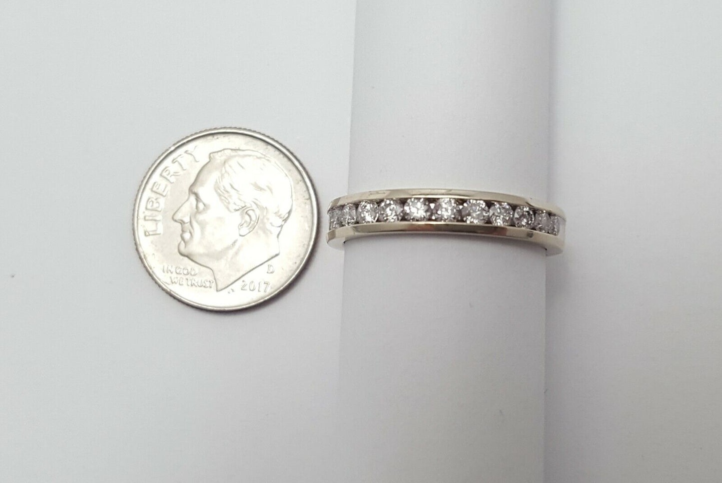 14K Solid White Gold Designer Diamond Wedding Band Ring