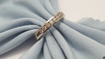 14K Solid White Gold Designer Diamond Wedding Band Ring