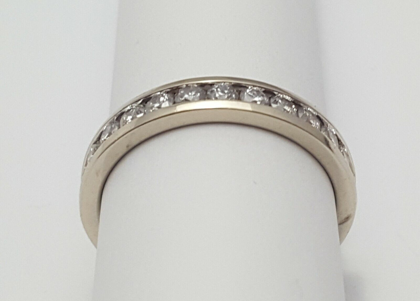 14K Solid White Gold Designer Diamond Wedding Band Ring