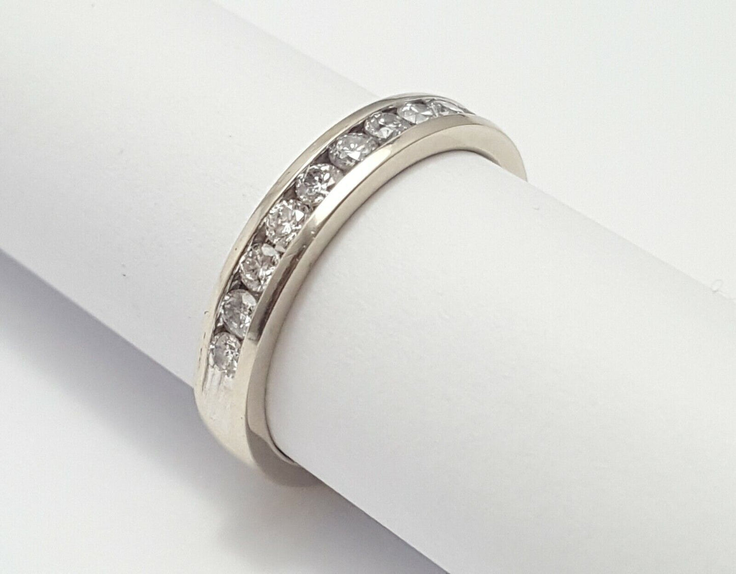 14K Solid White Gold Designer Diamond Wedding Band Ring