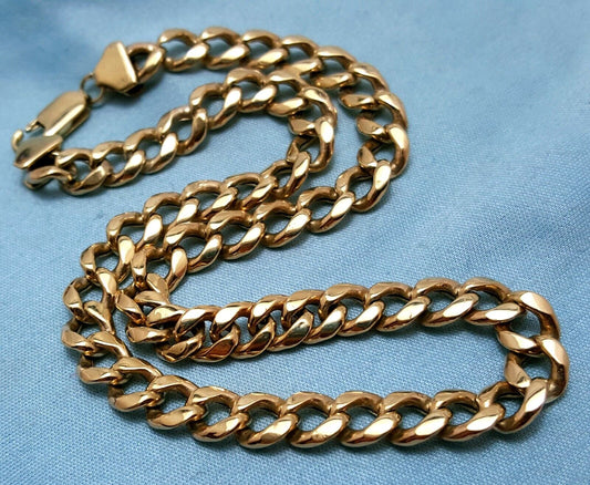 14K Solid Yellow Gold Cuban Link Chain Anklet Bracelet Choker