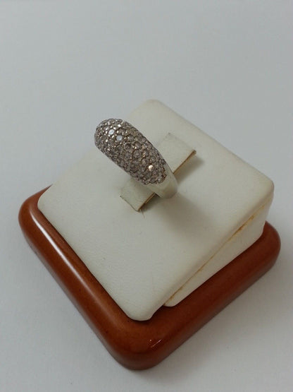 14K White Gold Designer Ladies Ring With Diamond Cluster