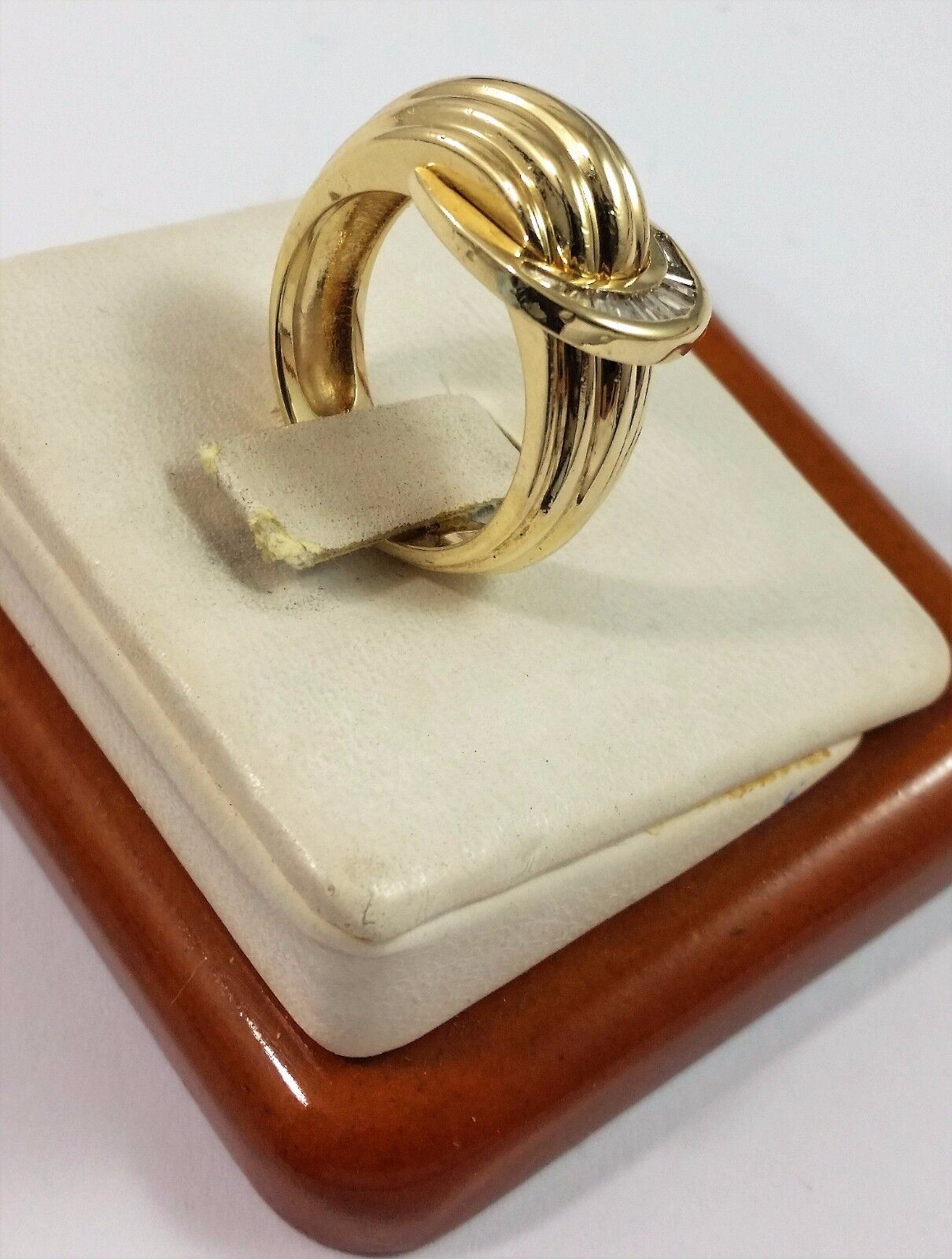 14K Solid Yellow Gold Baguette Diamond Ring