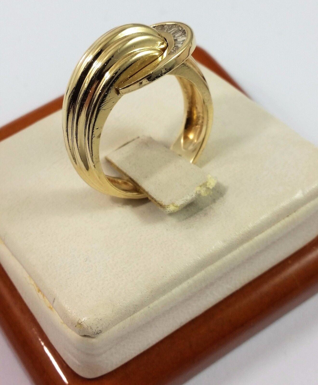 14K Solid Yellow Gold Baguette Diamond Ring