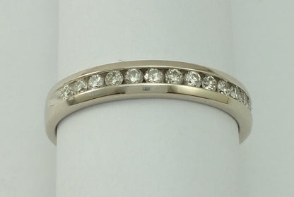 14K White Gold Ring Band with Diamonds