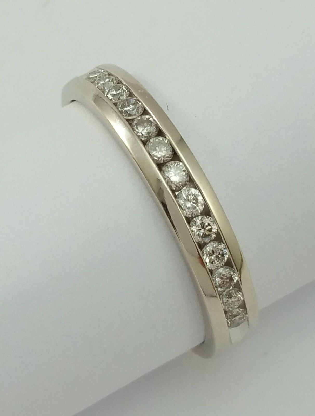 14K White Gold Ring Band with Diamonds