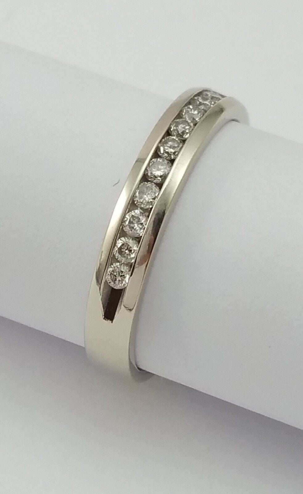 14K White Gold Ring Band with Diamonds