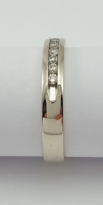 14K White Gold Ring Band with Diamonds