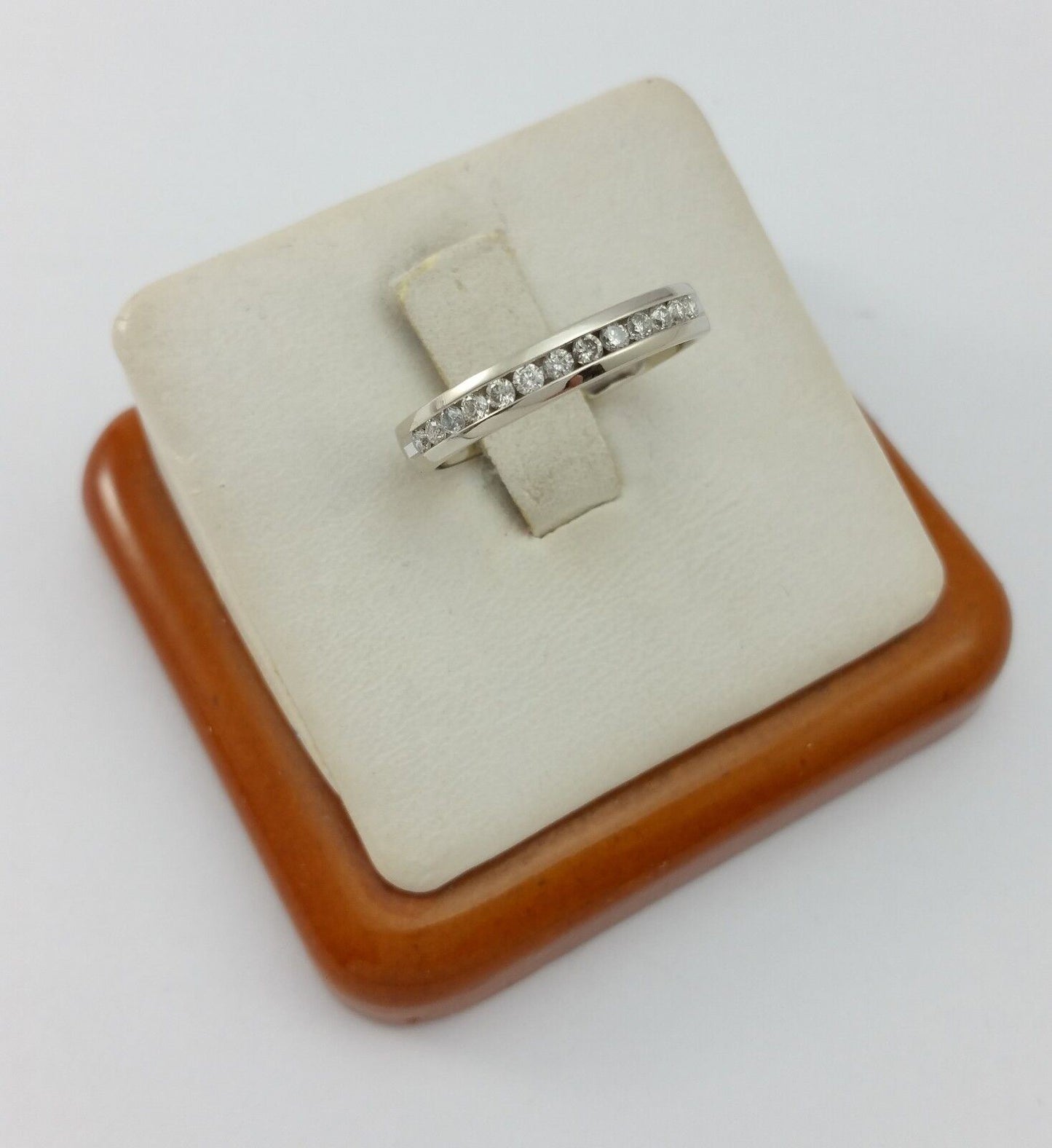 14K White Gold Ring Band with Diamonds