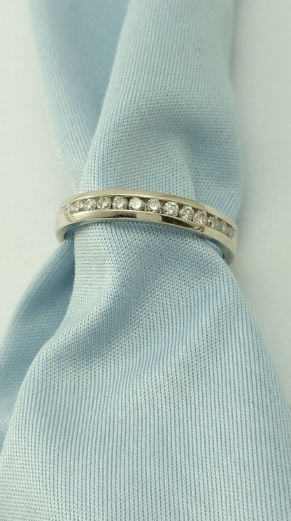 14K White Gold Ring Band with Diamonds