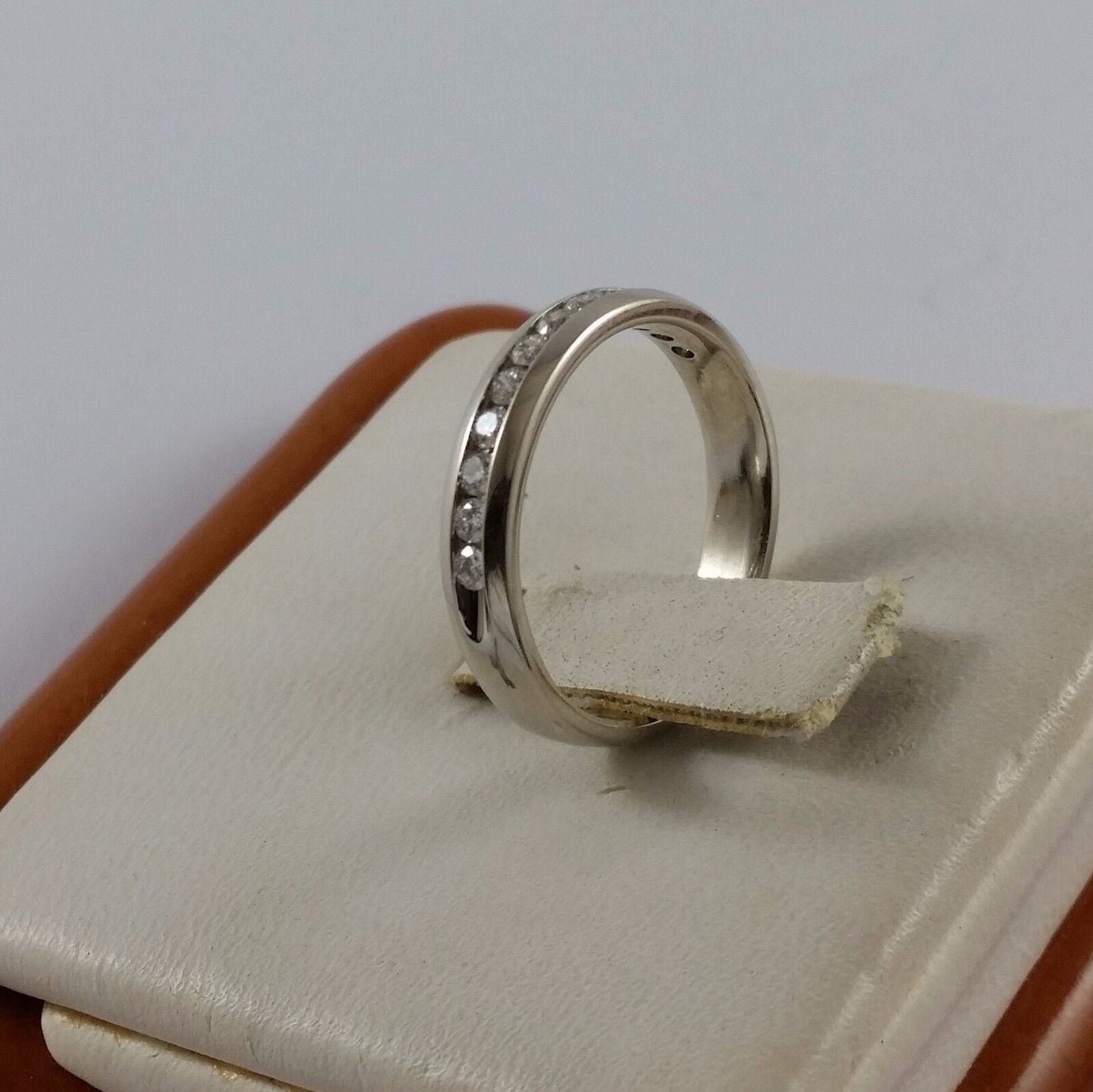 14K White Gold Designer Wedding Ring Band Size 10.25