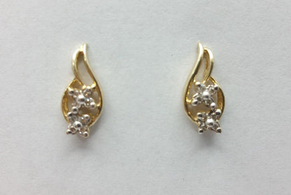 14K Yellow Gold Designer Stud Earrings With Diamonds