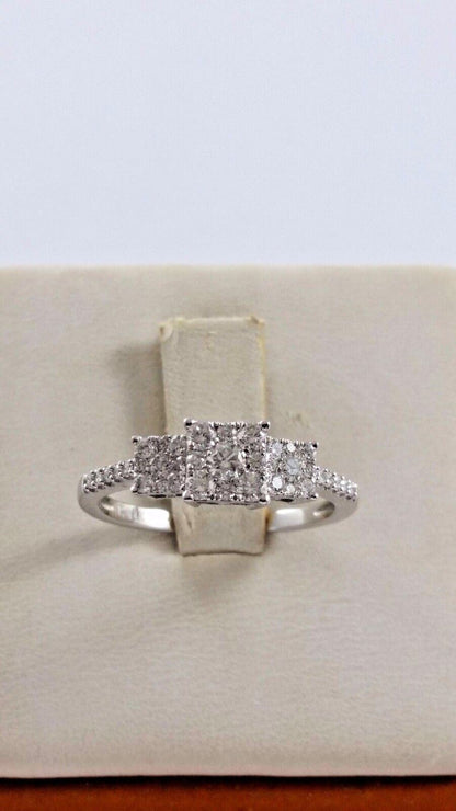 14K White Gold Bridal Engagement Ring with Diamonds