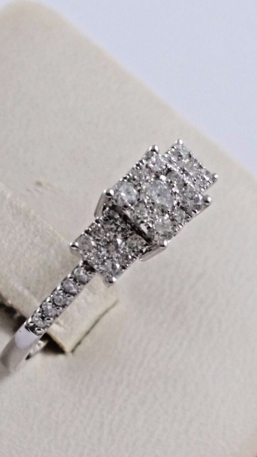 14K White Gold Bridal Engagement Ring with Diamonds