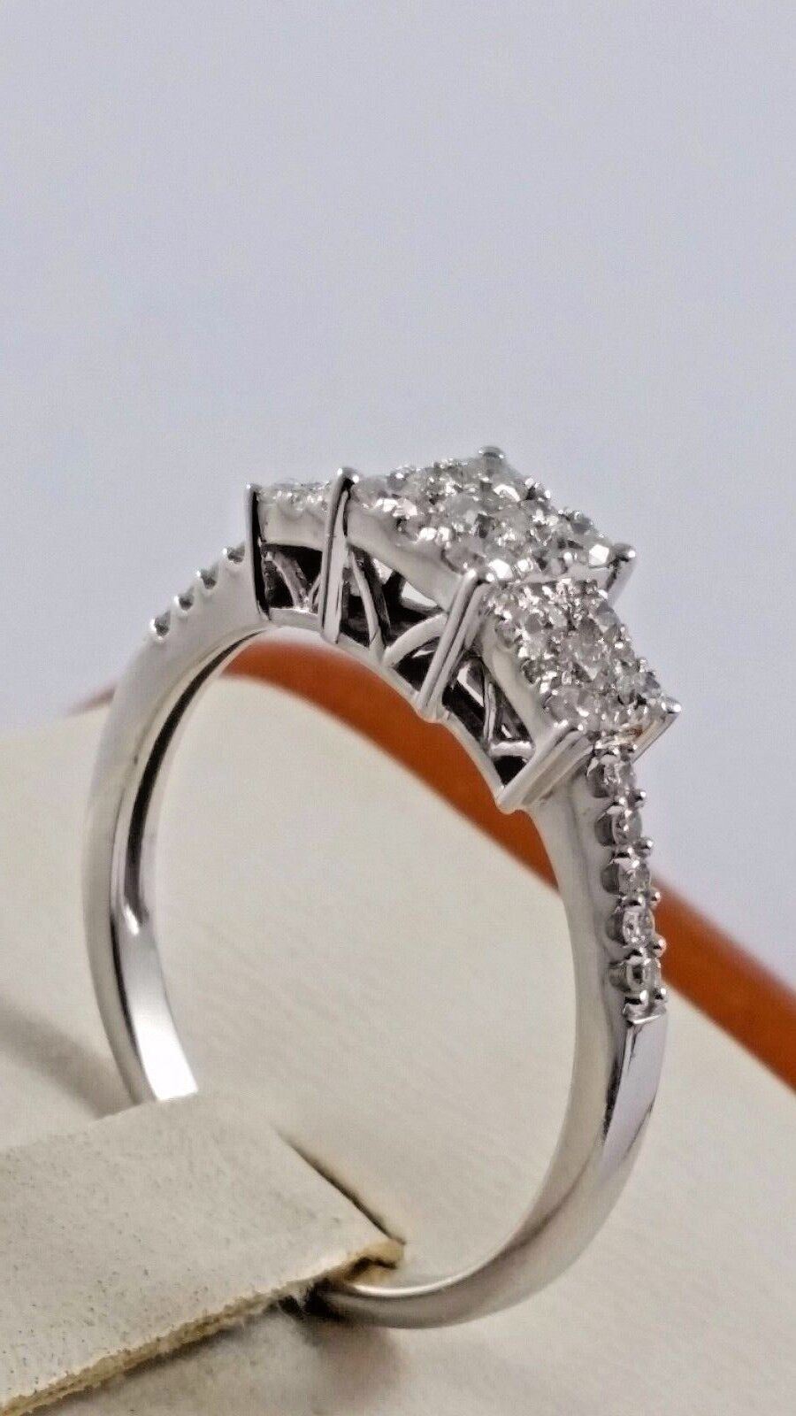 14K White Gold Bridal Engagement Ring with Diamonds