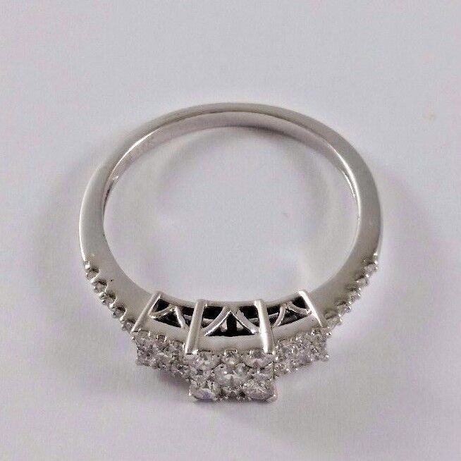 14K White Gold Bridal Engagement Ring with Diamonds