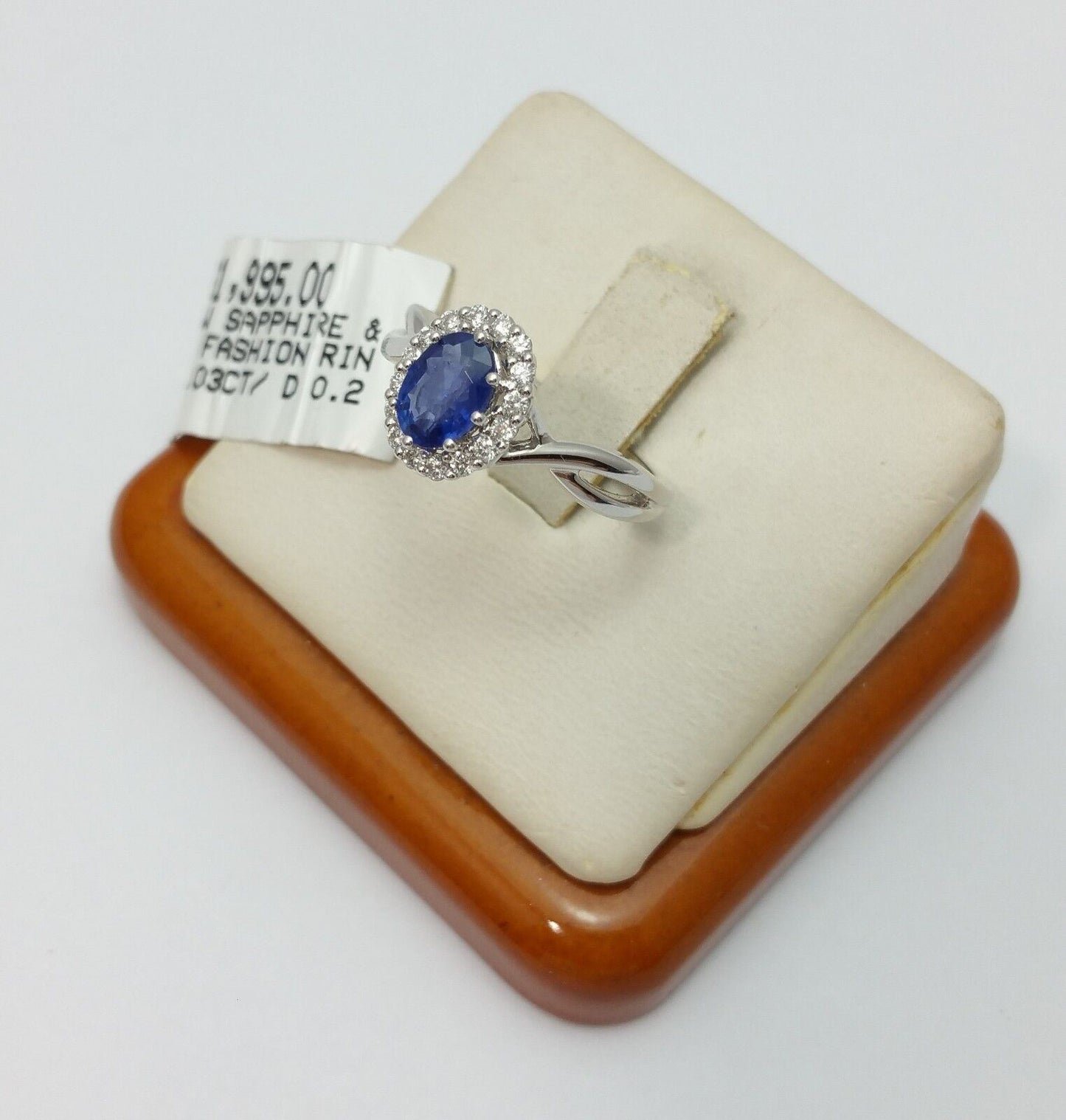 14K White Gold Ladies Ring With Diamonds & Sapphire