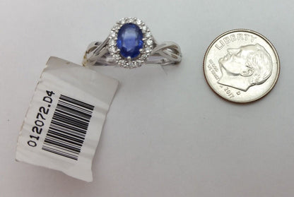 14K White Gold Ladies Ring With Diamonds & Sapphire