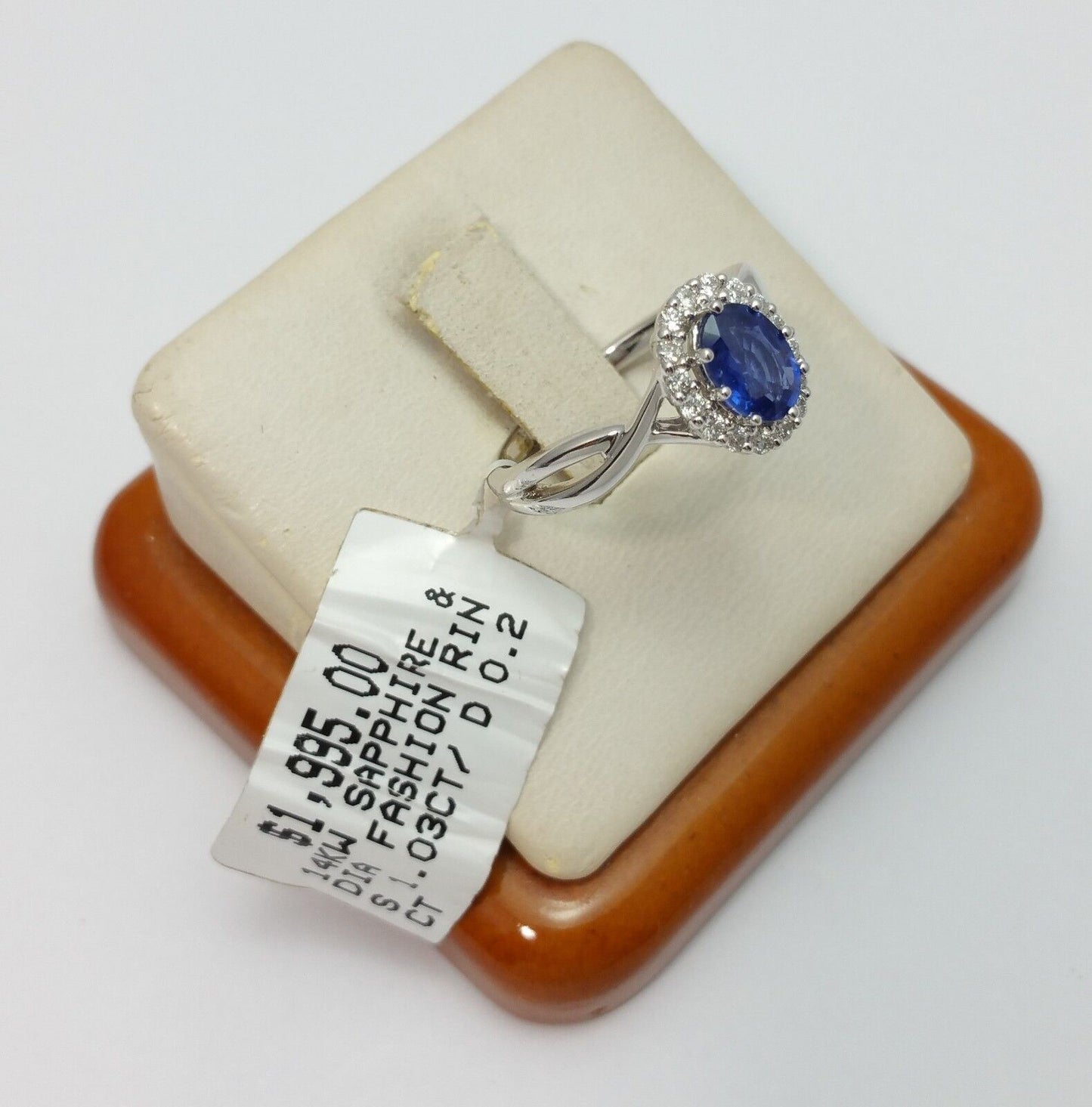 14K White Gold Ladies Ring With Diamonds & Sapphire