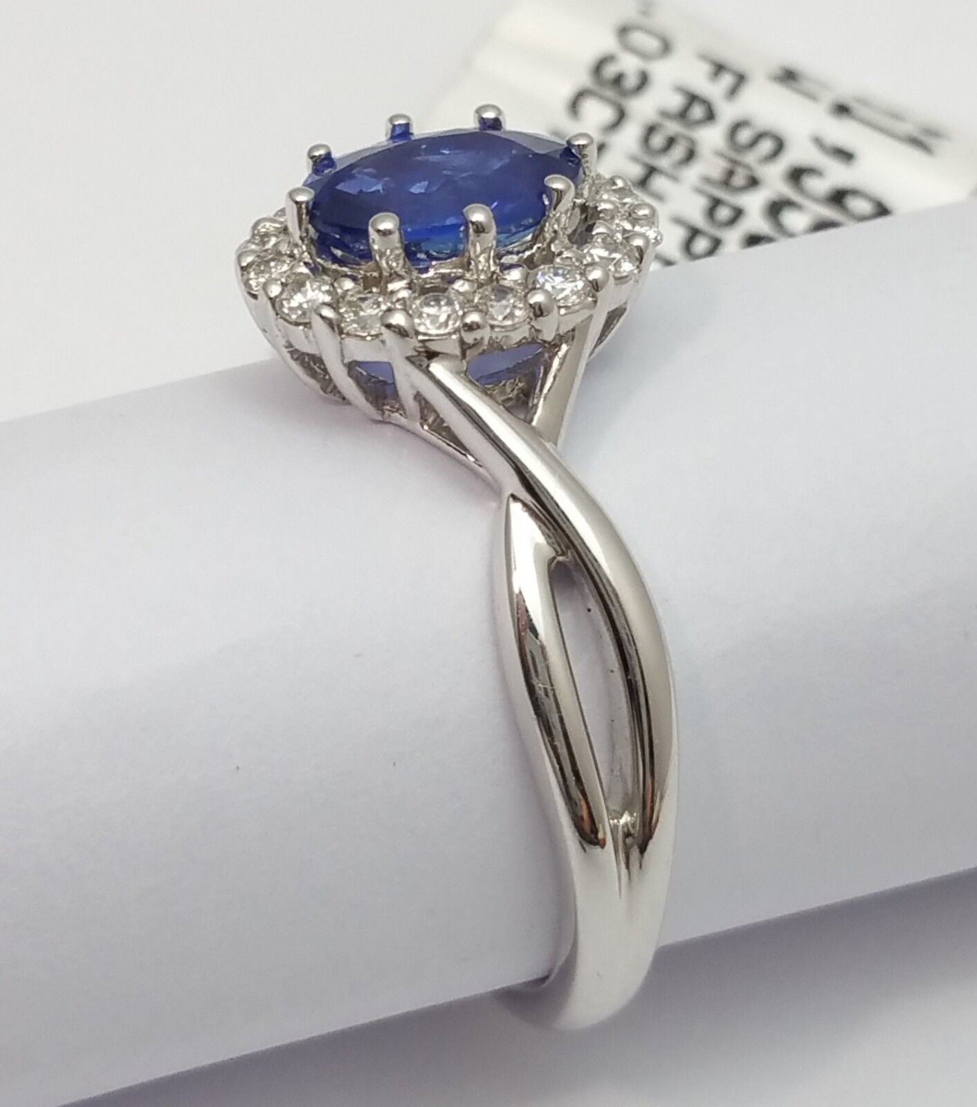 14K White Gold Ladies Ring With Diamonds & Sapphire