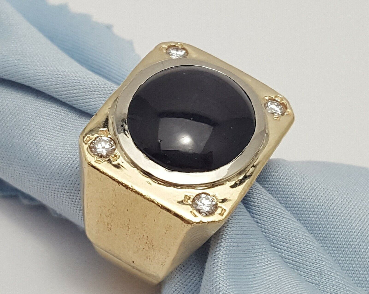 Yellow Gold 14K Designer Pinky Ring w/ Almandine Garnet & Diamonds GIA Certified