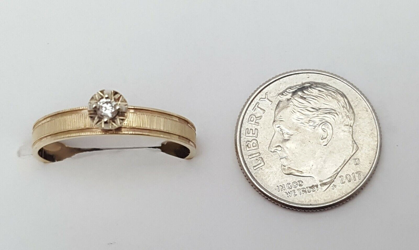 14K Solid Yellow Gold Engagement Solitaire Cubic Zirconia Ring