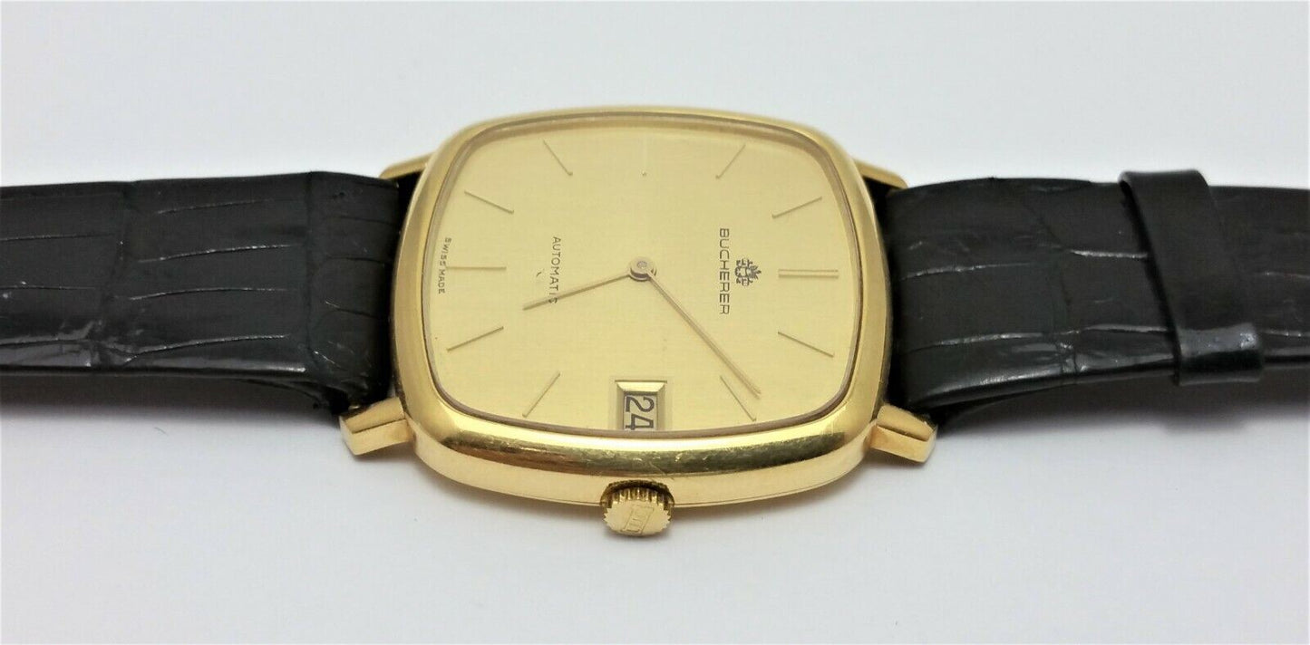 Bucherer 18K Yellow Gold Ref 2110 Chopard & Cie Cal. 2-67 3 Adj 25 Jewels Watch