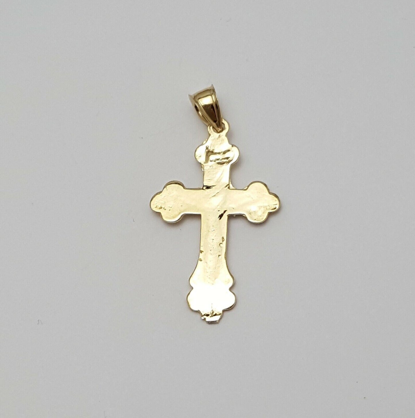 14K Solid Two Tone Gold Religious Jesus on Cross Charm Pendant