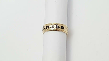 14K Yellow Gold Hawaiian Black Enamel  Linaka Band Ring