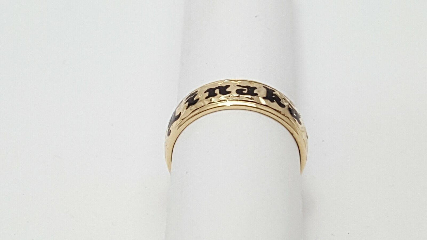 14K Yellow Gold Hawaiian Black Enamel  Linaka Band Ring