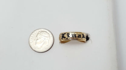 14K Yellow Gold Hawaiian Black Enamel  Linaka Band Ring